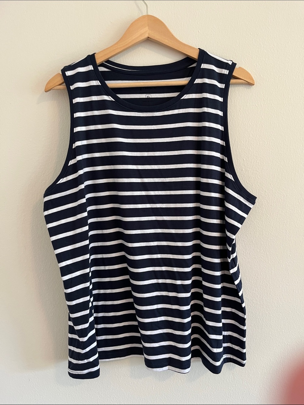 Pact Navy and White Striped Short-Sleeve Tee